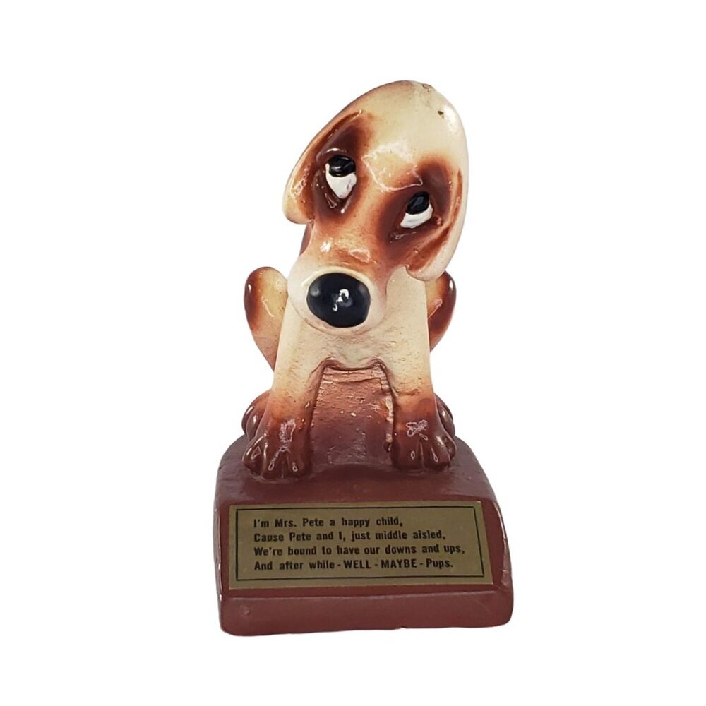 Vintage Chalkware Sad Dog Mrs. Pete Statue Figurine Bloodhound